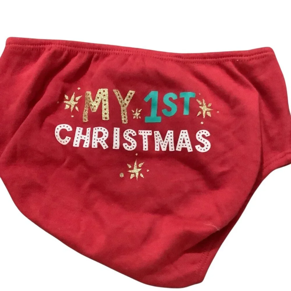Disney Baby Christmas Gold Antlers Hat Diaper Cover‎ My 1st Christmas 12-24 Mo